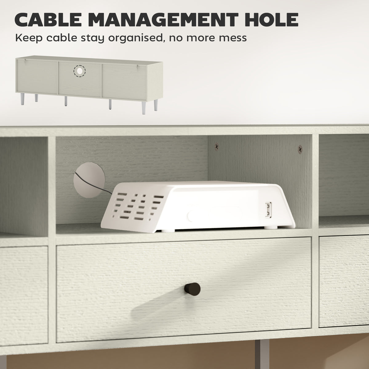 HOMCOM Multi-Storage Minimal TV Stand - Cream White