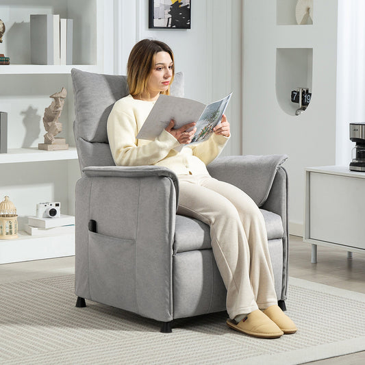 HOMCOM Power Recliner Chair, Reclining Chair with Remote, Pocket Springs, Silent Motor and Side Pockets, Grey
