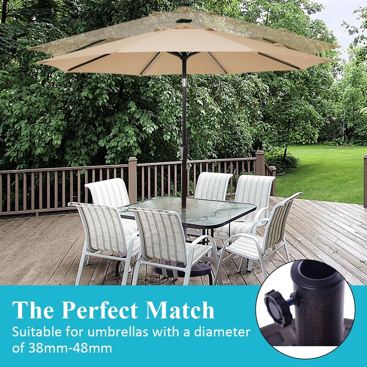 Resin Patio Umbrella Base for 38-48 mm Umbrella Pole