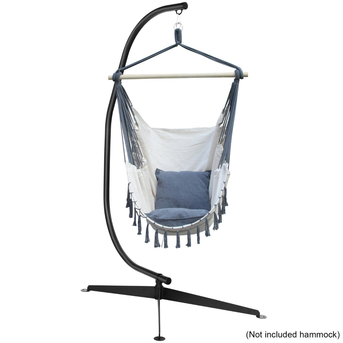 C-Shaped Hammock Chair Stand with Cross Base (without Chair)