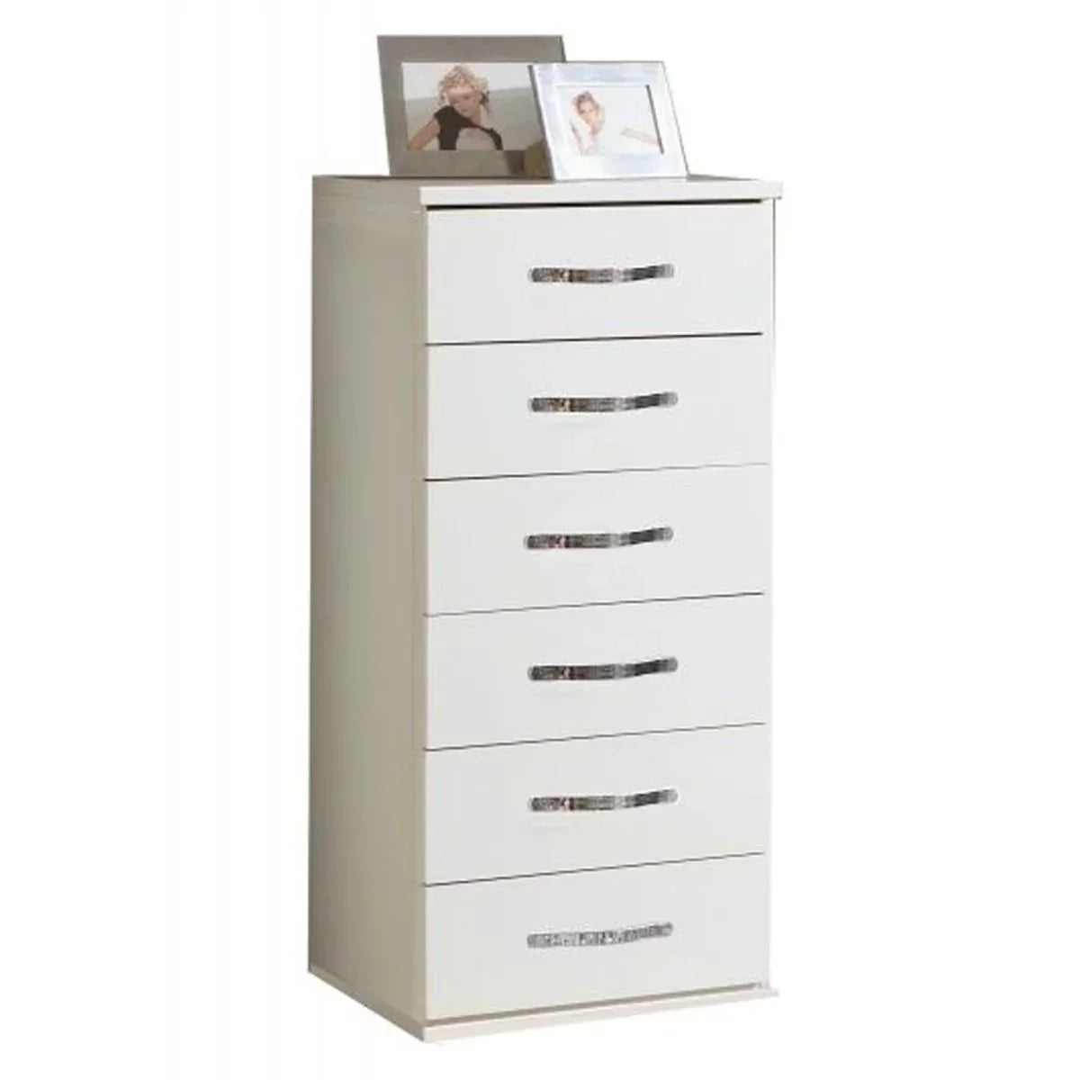 White Chest of Drawers BUCKINGHAM Tallboy Medium Chest, 6 Drawers