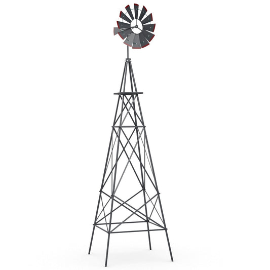253cm Ornamental Windmill with 4 Support Legs for Backyard, Garden, Farm-Grey