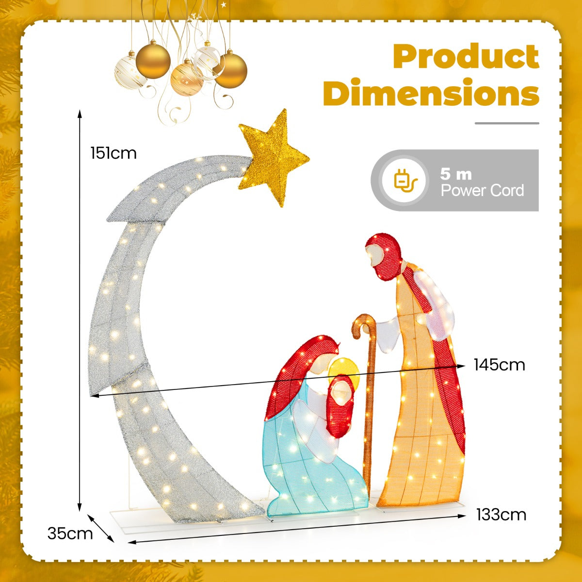 Outdoor Christmas Decoration with 140 LED Lights and Zip Ties