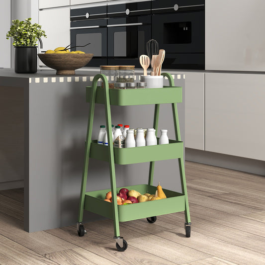 HOMCOM Three-Tier Storage Trolley - Green