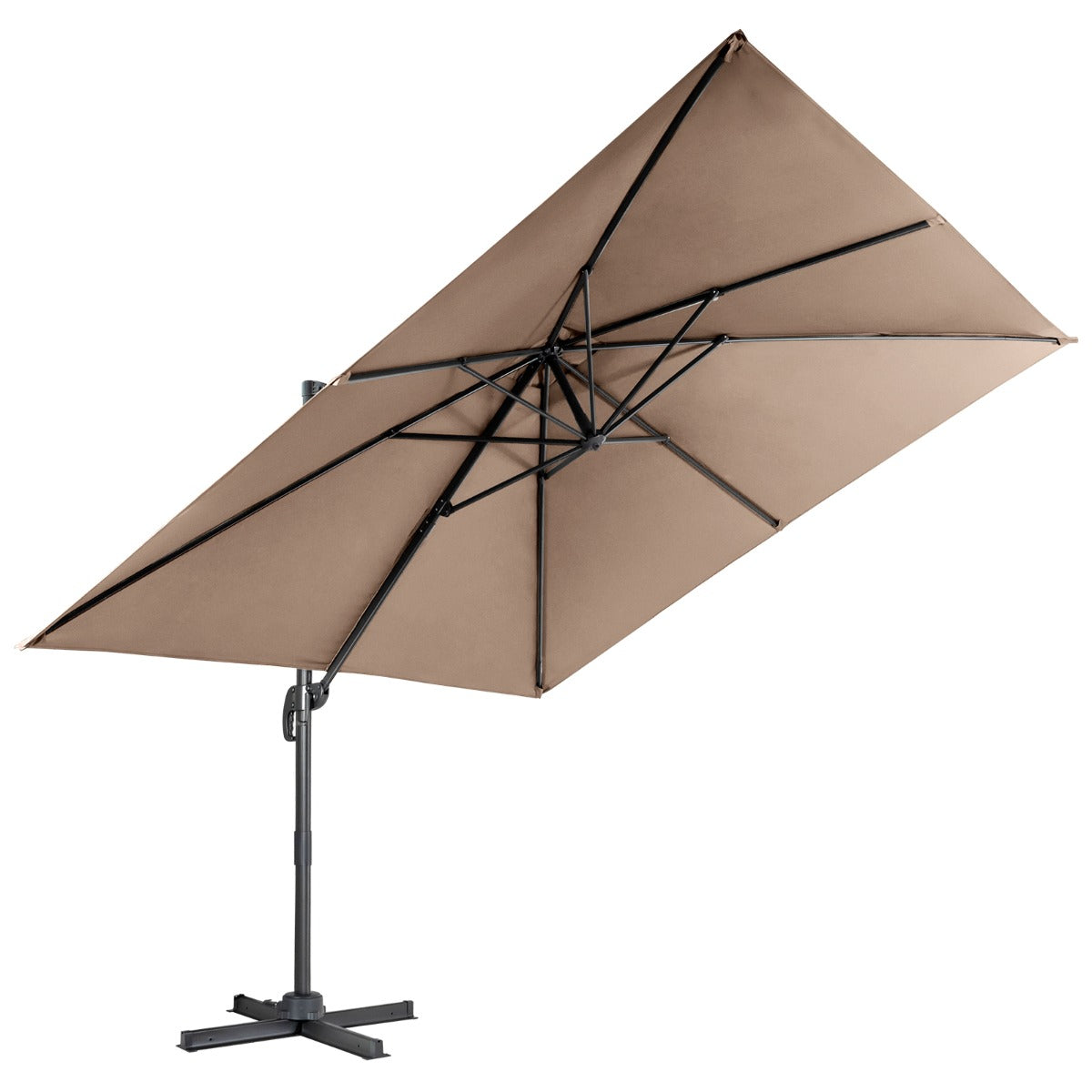 Patio umbrella with 3 tilt settings for gardens, terraces, 300 x 300 x 273 cm, coffee brown