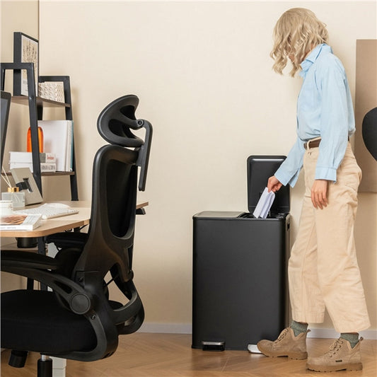 Trash Can with 2 Deodorizer Compartments and Soft Close Lids-Black