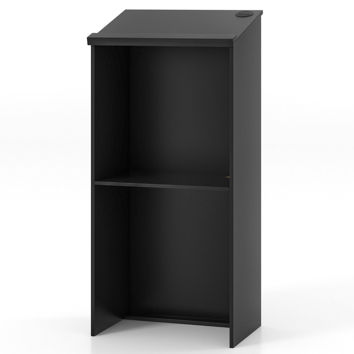 Podium Stand Hostess Stand for Speakers with Storage Shelf-Black