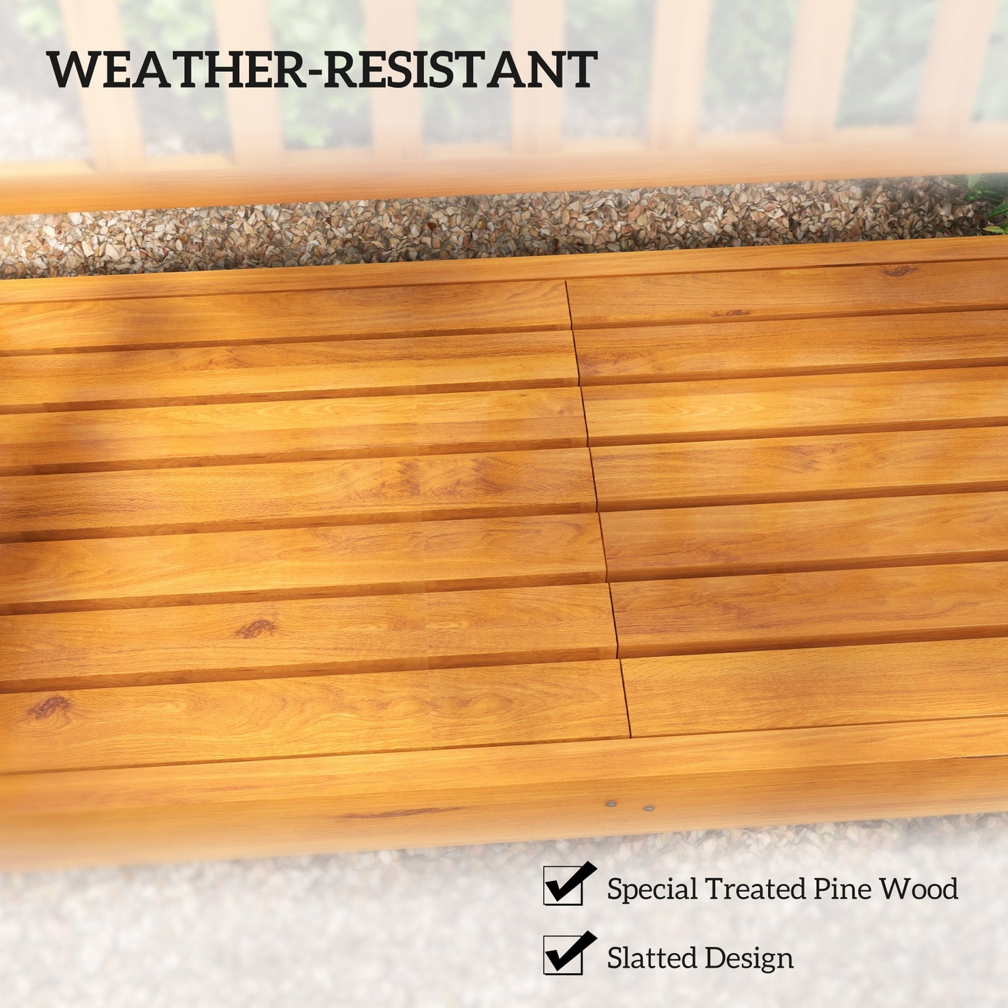 Outsunny Wooden Bench with Liftable Middle Table, Outdoor Bench, Patio Loveseat for Porch, Garden, Seats 2-3 People