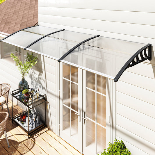 Outsunny Front Door Canopy, Outdoor Awning, 303 x 96cm Rain Shelter for Window, Porch and Front/Back Door, Clear