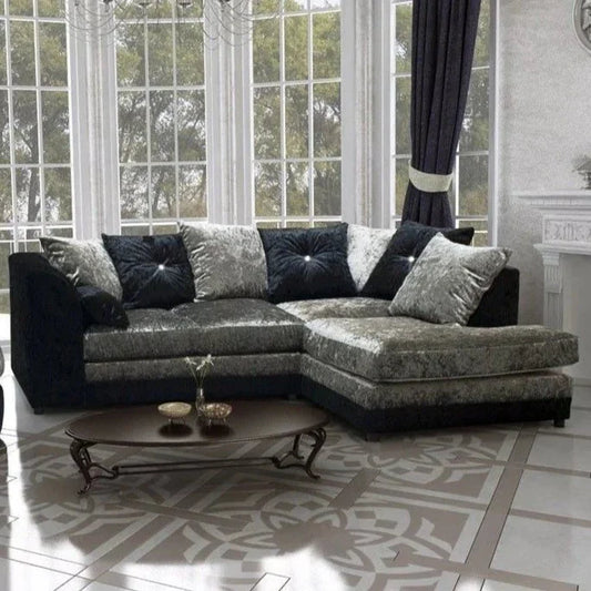 Serene Dual-Toned Crushed Velvet Corner Sofa Suite