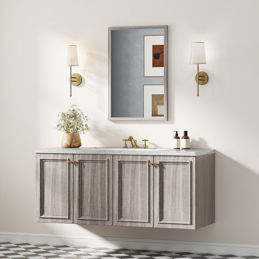 HOMCOM Wall Bathroom Mirror, 40 x 60 cm Wall-Mounted Mirror for Living Room, Bedroom, Hallway, Grey