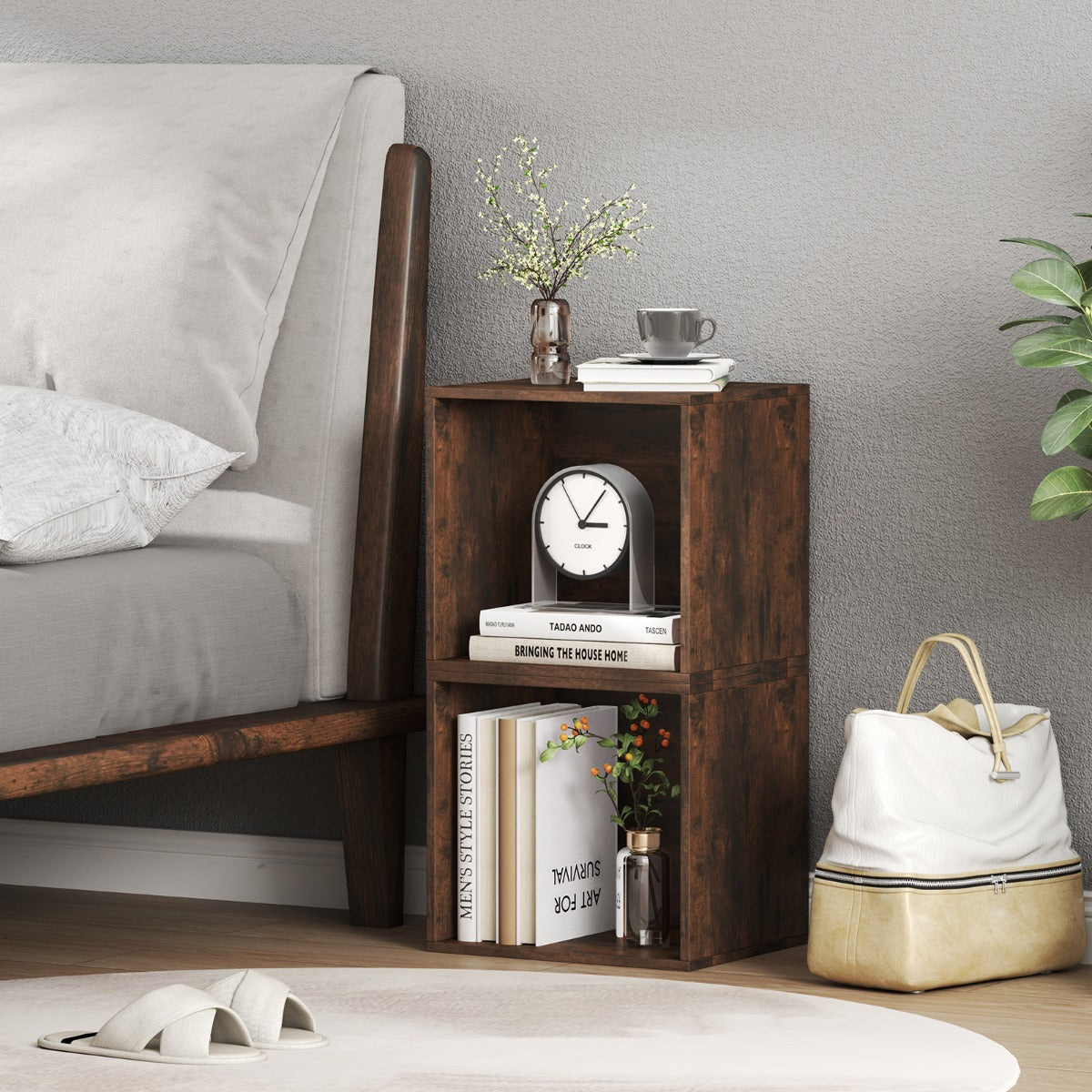 Set of 4 Cube Storage Organizers for Small Space-Brown