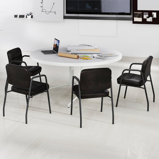 Set of 4 Waiting Room Chairs with Integrated Armrests No Wheels-Brown