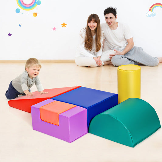 Red 6-Piece Set Foam Blocks for Kids Crawl and Climb