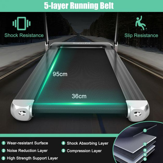 Folding Treadmill with APP Control and Bluetooth Speaker-Silver