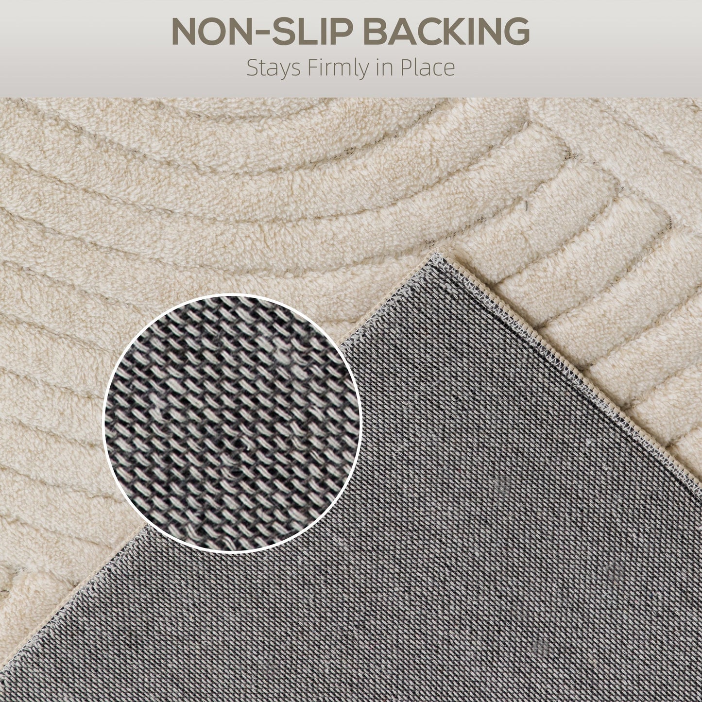 HOMCOM Modern Geometric Rug, Thick & Plush, Non-Slip, 160 x 120 cm â Cream, Living Room/Bedroom/Office
