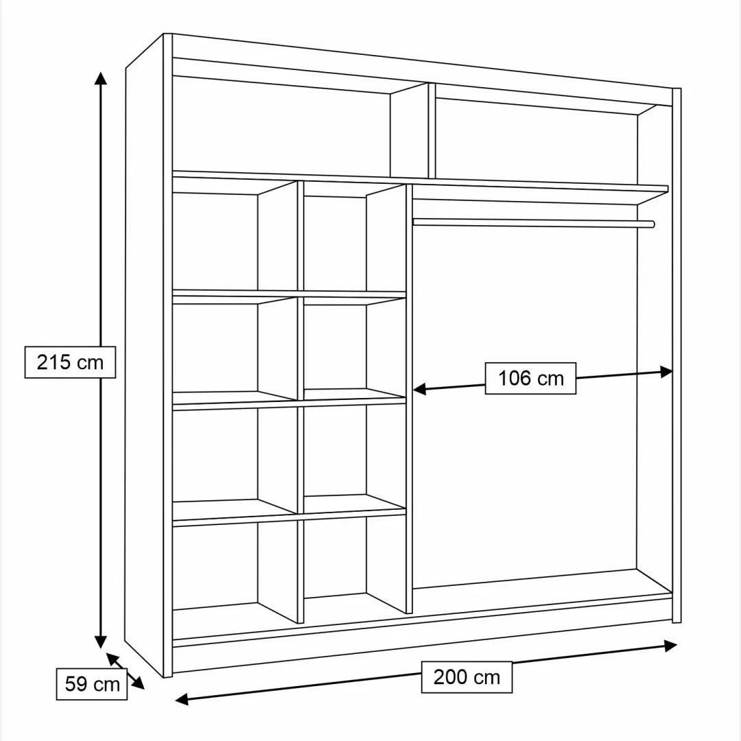 Avantgarde AV6 Sliding Door Wardrobe 200cm