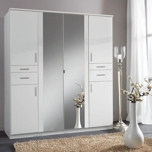 KODERA 6 Door 4 Drawers Wardrobe White 180cm