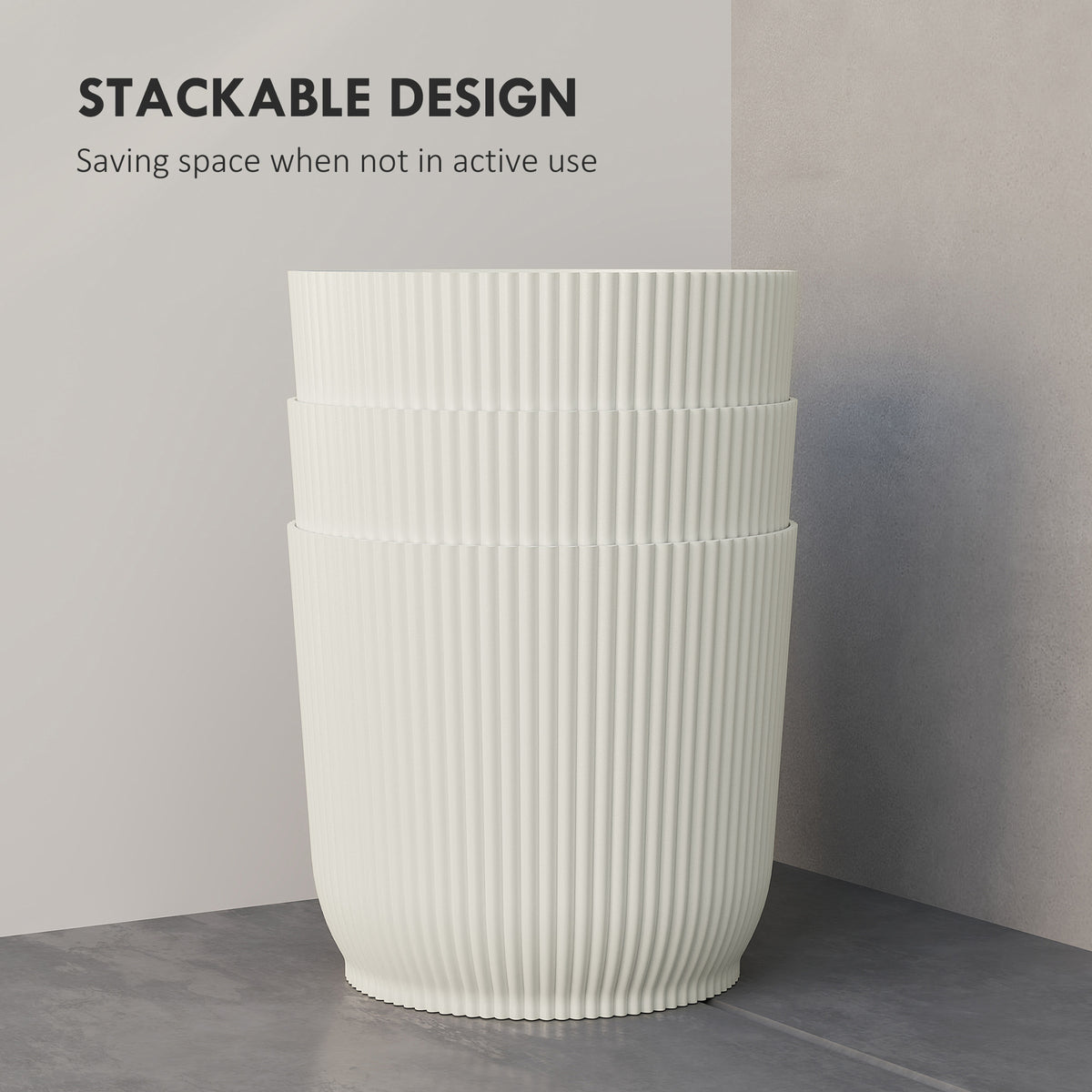 Outsunny Set of Three Ф22cm Planters - White