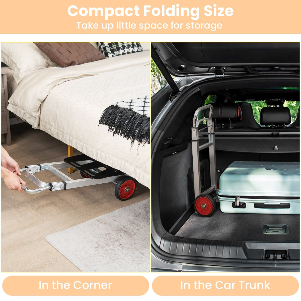 Portable Folding Hand Truck with Telescopic Handle and Wheels