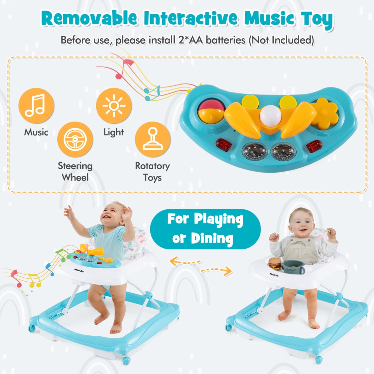 Toddler Activity Center Push Walker with 3 Adjustable Heights-Green