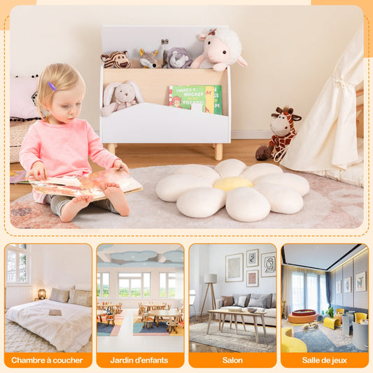 Kids Toy Box with Safety Hinge for Playroom-White