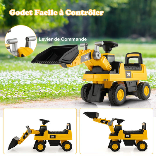 Kid's Ride-on Excavator with Adjustable Bucket-Yellow