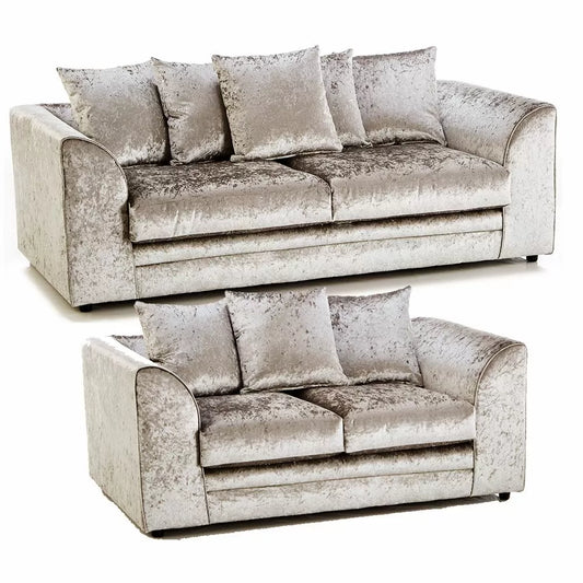 Arabia Crushed Velvet 3 Seater Sofa - Mink