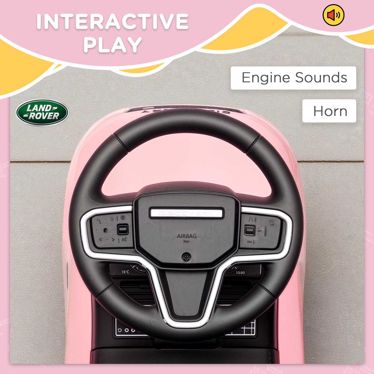 AIYAPLAY Land Rover Licensed Toddler Ride on Car with Horn, Engine Sounds, Under-Seat Storage, for 18-36 Months, Pink