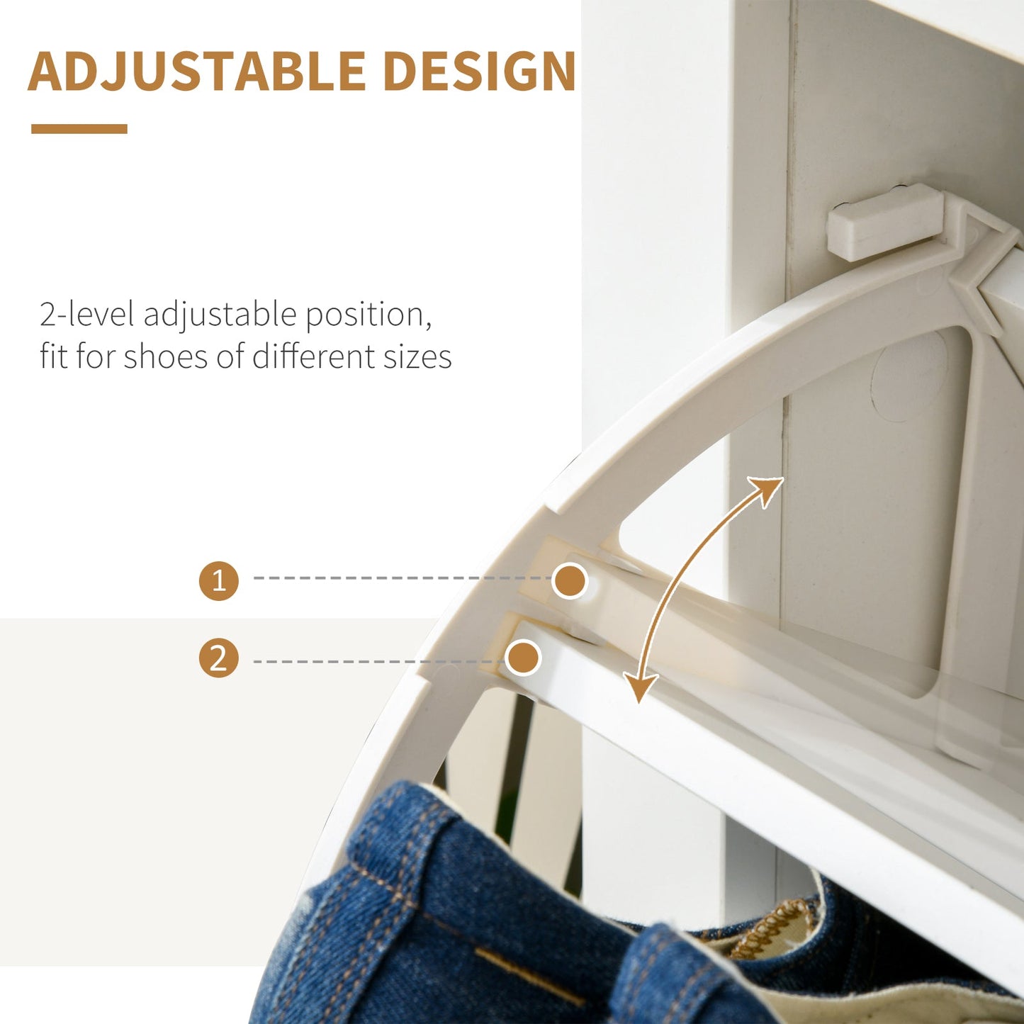 HOMCOM Narrow Shoe Cabinet, Space Saving Shoe Storage Cabinet with 2 Flip Drawers and Adjustable Shelves for 6-12 Pairs of Shoes for Hallways and Living Room, White