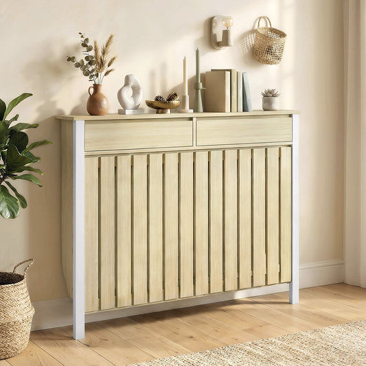HOMCOM 93 x 119cm Rustic-Look Radiator Cover - Oak