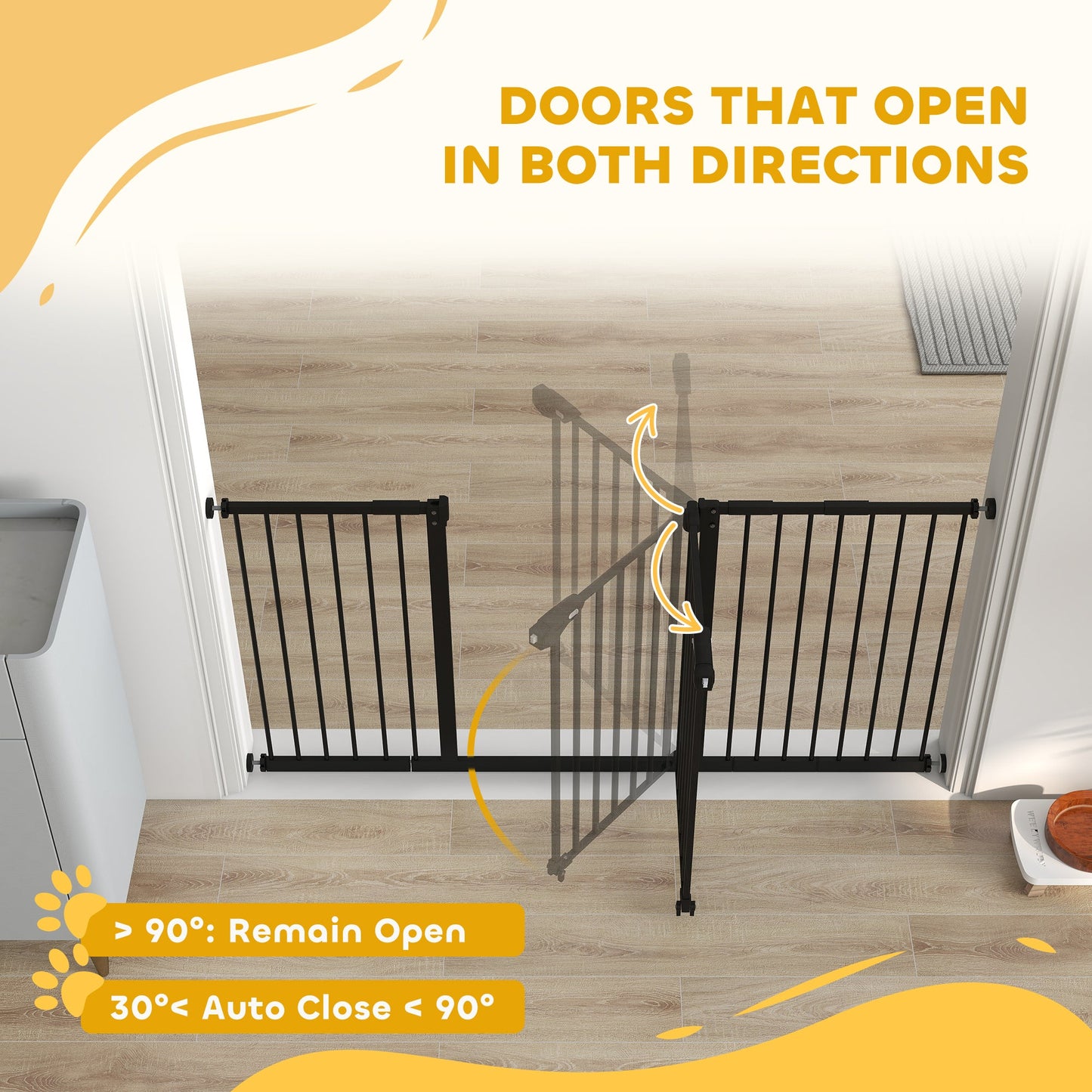 PawHut Adjustable Safety Gate w/ Three Extensions, Four Adjustable Screws, Black