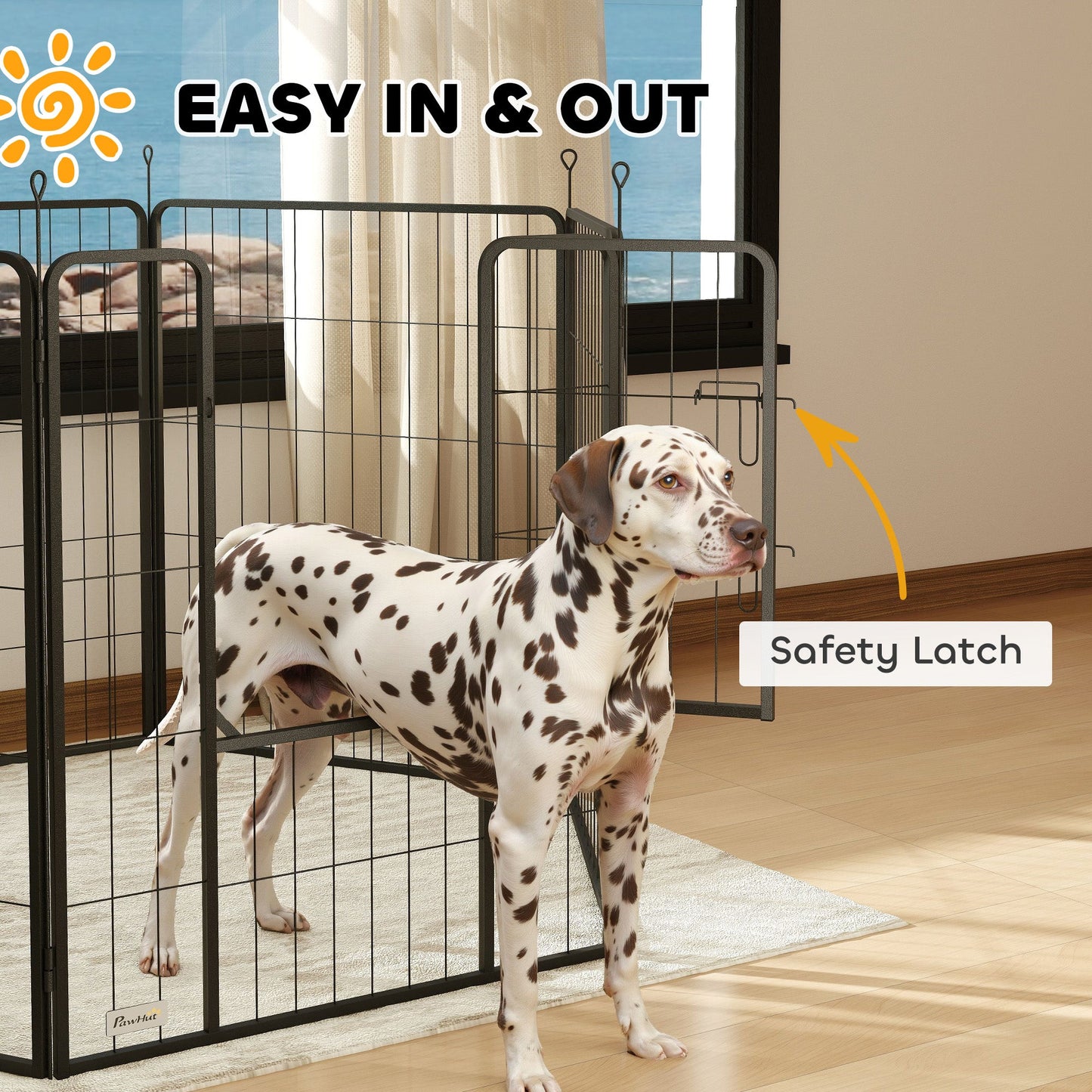 PawHut 6 Panels Dog Playpen, Portable Detachable Puppy Pen with Door, for Large Dogs, 100cm High, Grey