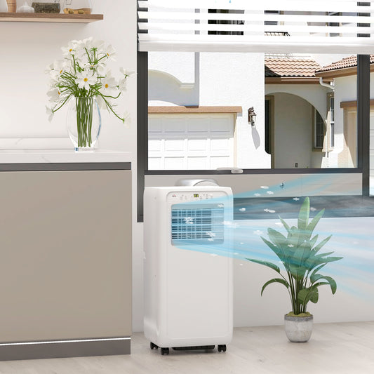 HOMCOM 7,000 BTU Mobile Air Conditioner for Room up to 26m², with Dehumidifier, 24H Timer, Wheels, Window Mount Kit