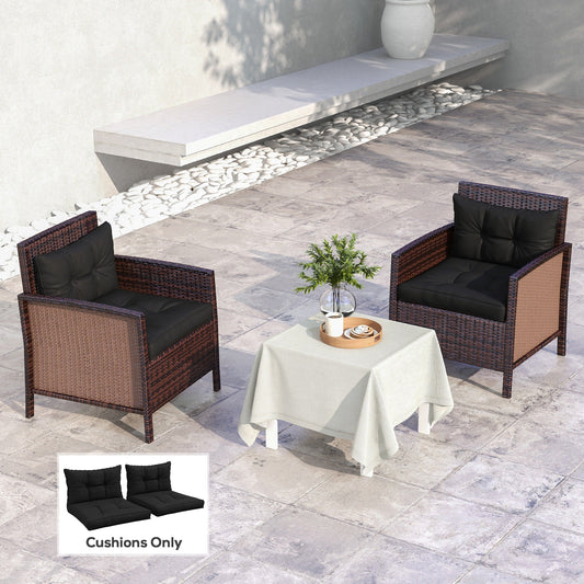 Outsunny 2-Piece Seat Cushions Back Pillows Replacement, Patio Chair Cushions Set for Indoor Outdoor, Black