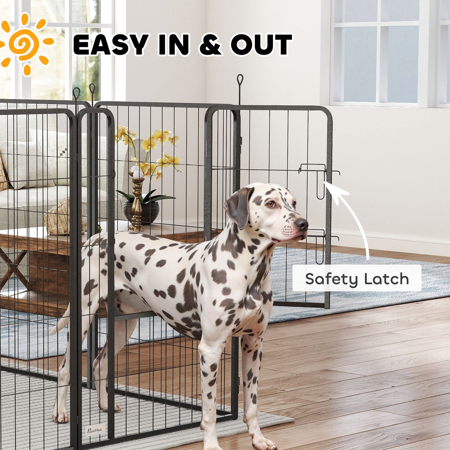 PawHut 12-Panel Solid Dog Playpen with Doors, for Large Dogs, 100cm Tall, Black