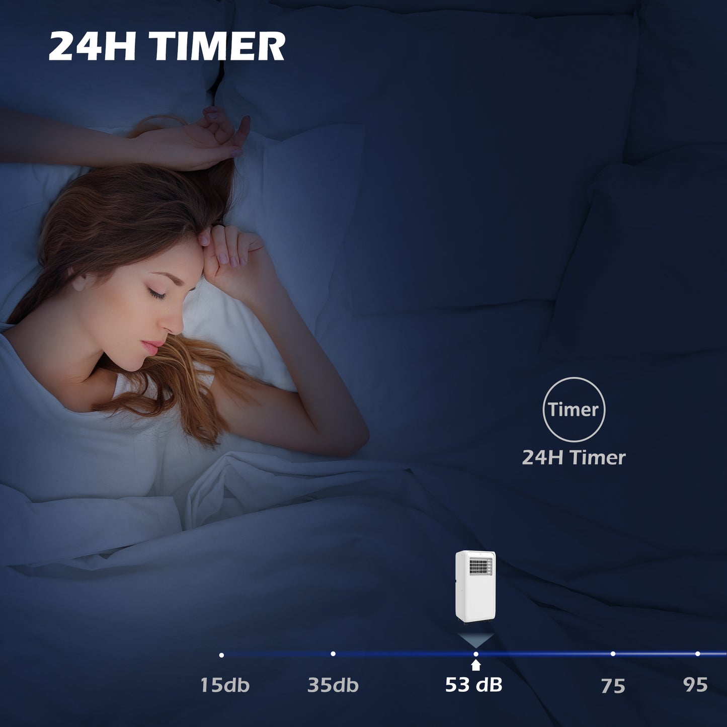 HOMCOM 7,000 BTU Mobile Air Conditioner for Room up to 26m², with Dehumidifier, 24H Timer, Wheels, Window Mount Kit