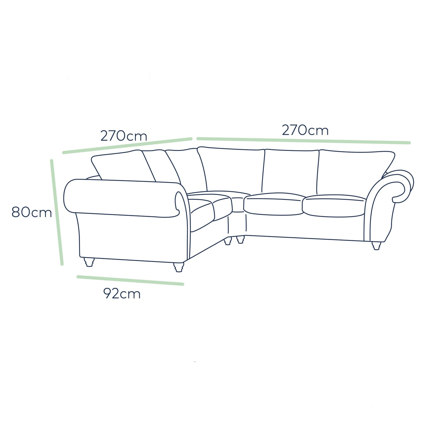 Windsor High Back Large Fabric Corner Sofa Suite - Dark Grey or Stone