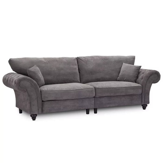 Windsor High Back 3 Seater Fabric Sofa - Dark Grey or Stone