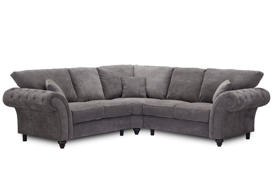Windsor High Back Large Fabric Corner Sofa Suite - Stone or Dark Grey