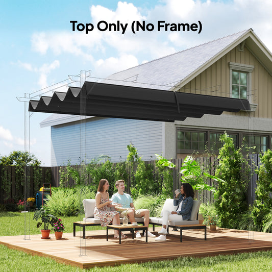 Outsunny Pergola Cover Roof, 2.86 x 2.45 m Retractable Sun Shade Top for 3 x 2m Pergola Frame, UV30+ Protected, Dark Grey