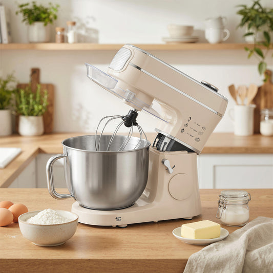 HOMCOM Stand Mixer, 6L 1400W Tilt-Head Food Mixer with 11 Speeds, Pulse & Fermentation Function, LED Display, Cream