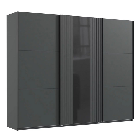 Sliding Wardrobe - ATLANTIC 3 Door Wardrobe Black 250cm