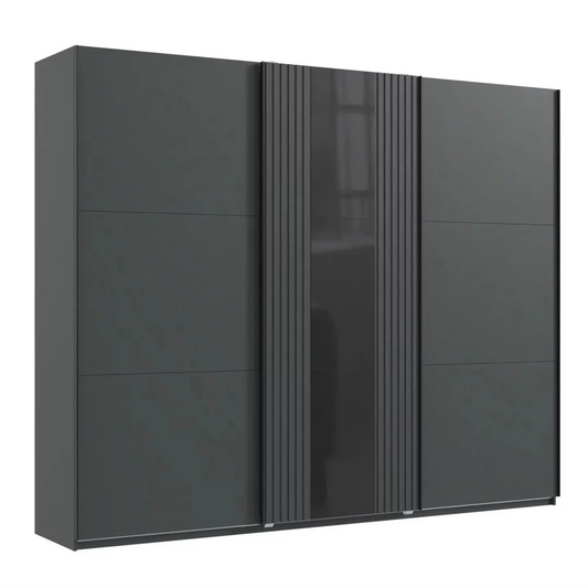Sliding Wardrobe - ATLANTIC 3 Door Wardrobe Black 300cm