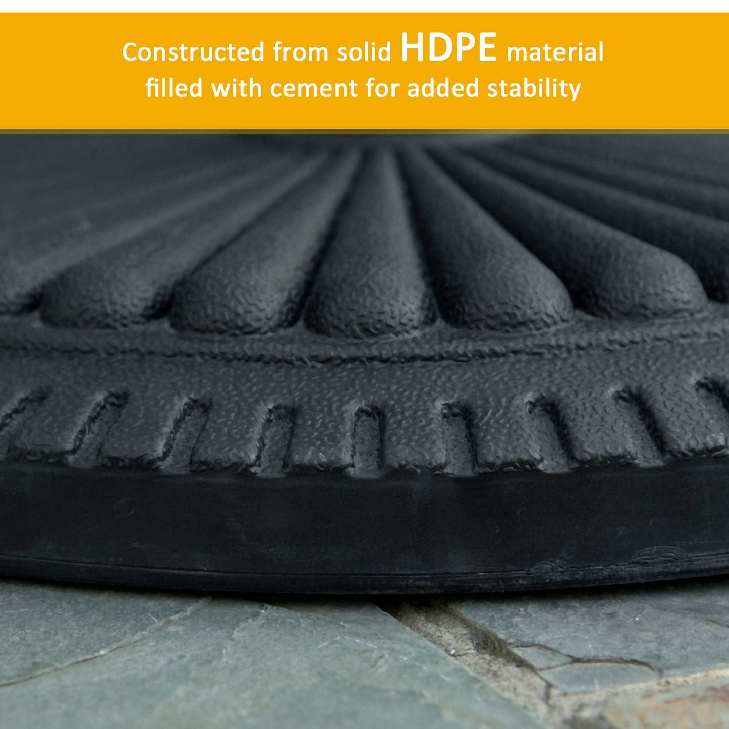 Outsunny 14kg Round Cement Parasol Base Umbrella Weight Stand Holder Fits â35mm,â38mm,â48mm Pole for Patio Outdoor Garden - Black