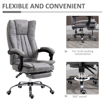 Vinsetto Executive Office Chair Computer Swivel Chair for Home with Arm, Footrest, Grey