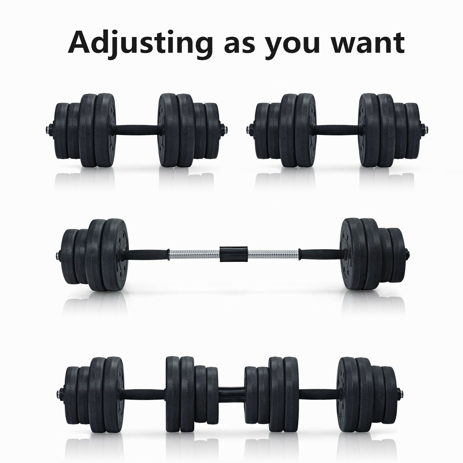 Adjustable Weight 2 in 1 Dumbbell/Barbell Set 30KG