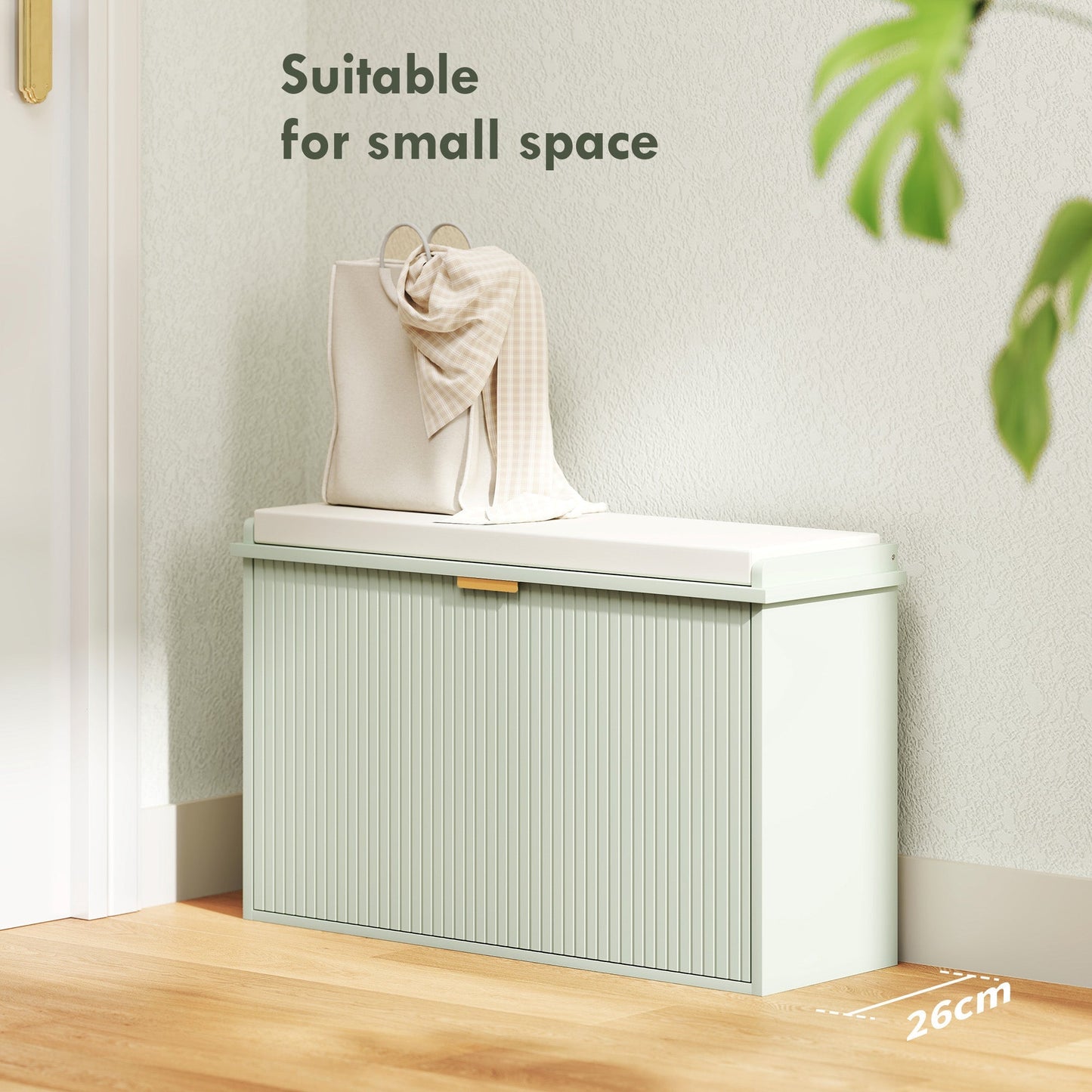 HOMCOM Elegant Eight Shoe Bench, with Top Seat - Green