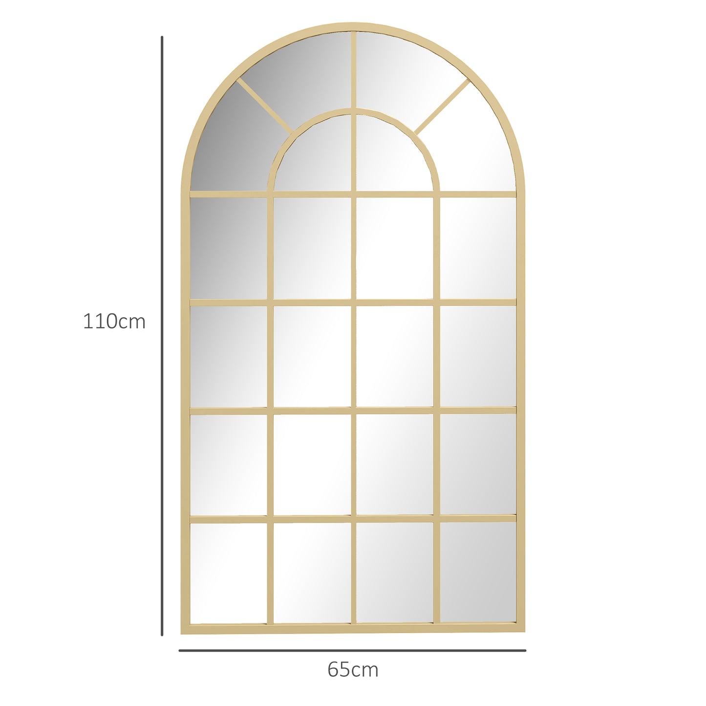HOMCOM 110 x 65 cm Arched Decorative Wall Mirror for Bedroom Living Room, Modern Window Bathroom Mirror for Home Decor