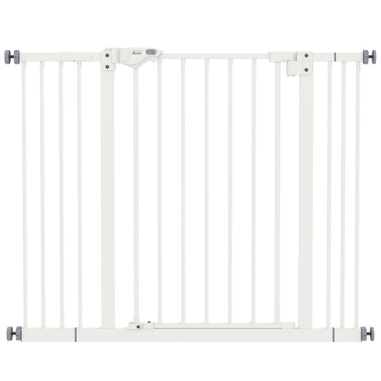 PawHut Adjustable Safety Gate w/ Two Extensions, Four Adjustable Screws, White